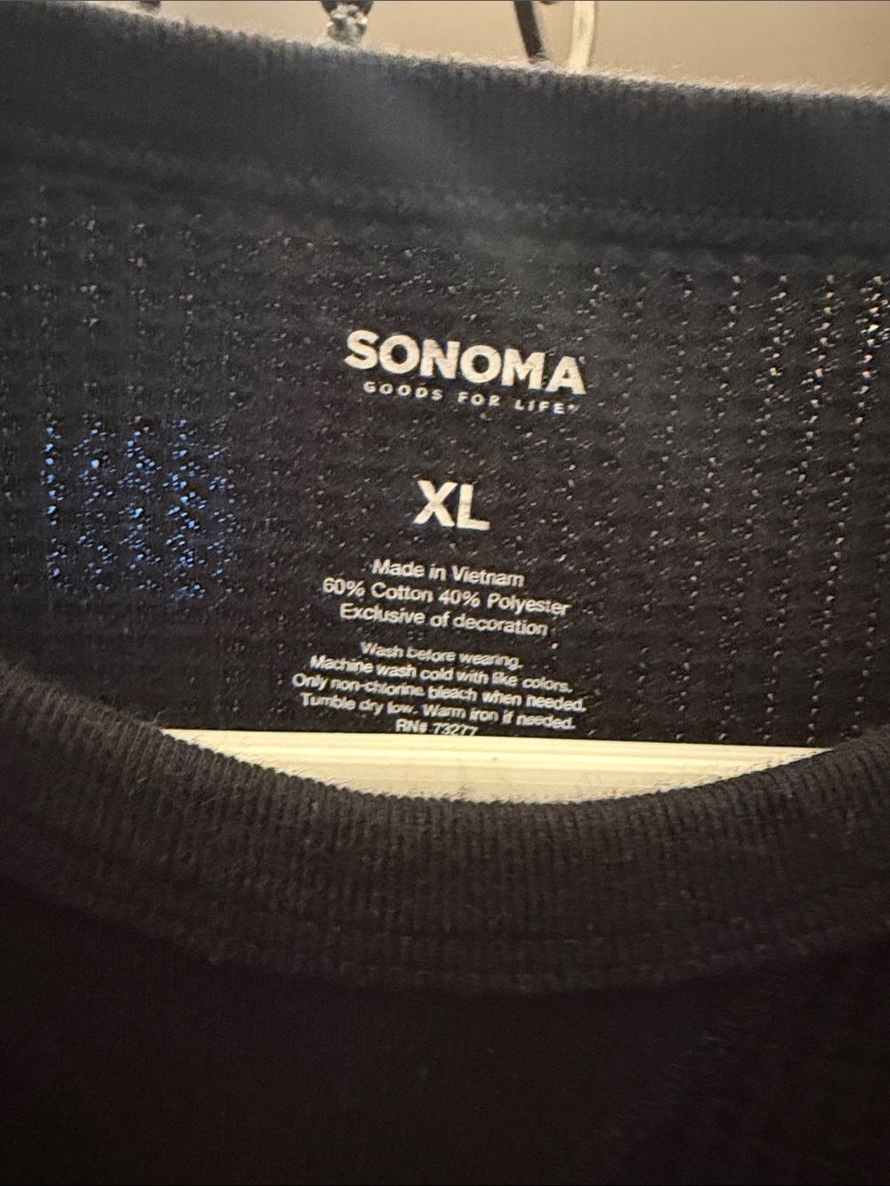 Sonoma Black Waffle-Knit Long Sleeve Thermal Shirt - Picture 2 of 2